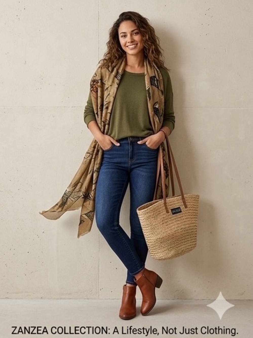 🌱 ZANZEA Collection | Hi-Low Scoop Neck Sweater | Army Green | Medium